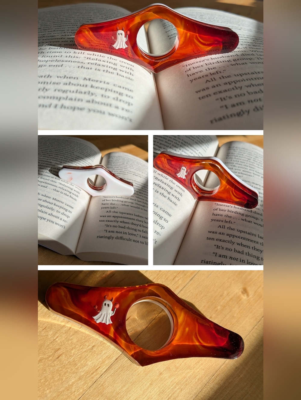 Resin Book Page Holder with Ghost Accent